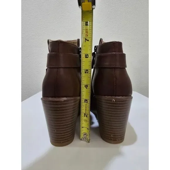 DR SCHOLLS Brown Anti-Odor 1/2" Platform Wedge Buckle Booties Comfort 11 M - Picture 9 of 10